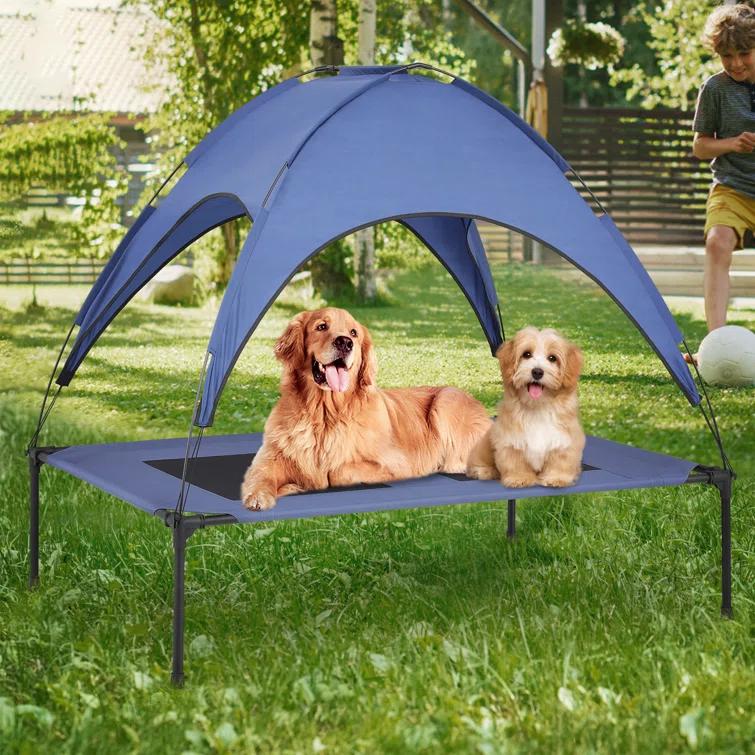 Tucker Murphy Pet™ Elevated Dog Bed With Canopy, Outdoor Dog Cot With Removable Canopy Shade Tent, Raised Pet Cot