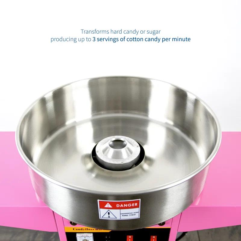 Vivo Electric Commercial Cotton Candy Machine with Cart and Bubble Shield