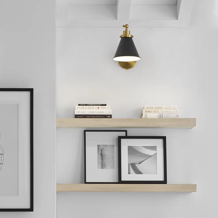 Midnight Elegance Dimmable Black and Brass Swing Arm Sconce