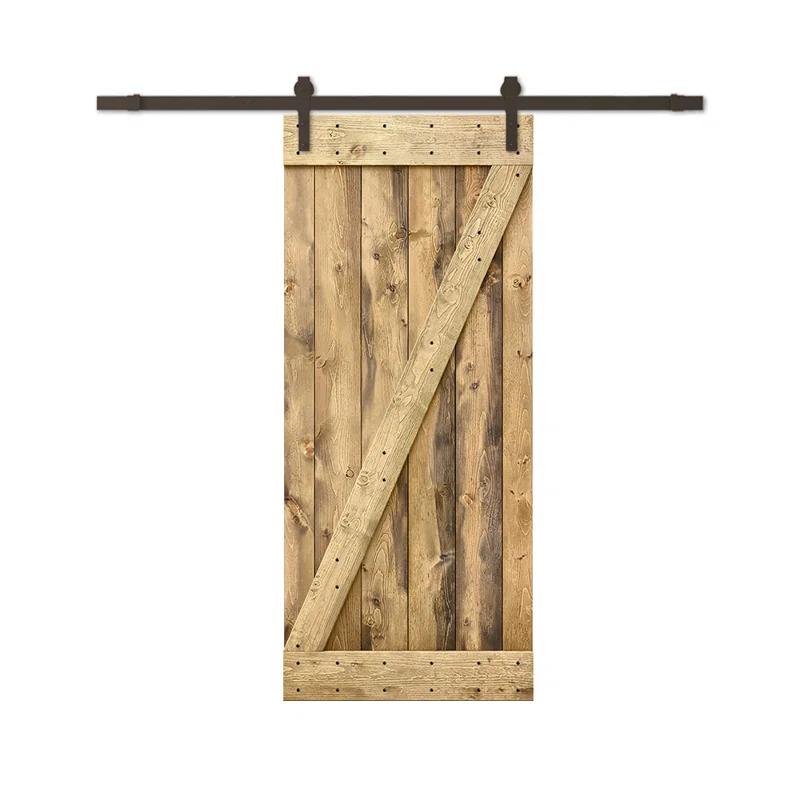 TMS 34'' x 84'' Solid Wood Paneled Painted with Installation Hardware Kit Barn Door