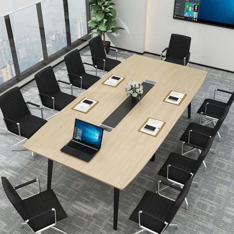 Jonti 8 ft Conference Table, 94.49" L X 47.24" W X 29.53" H Meeting Seminar Table With Grommet