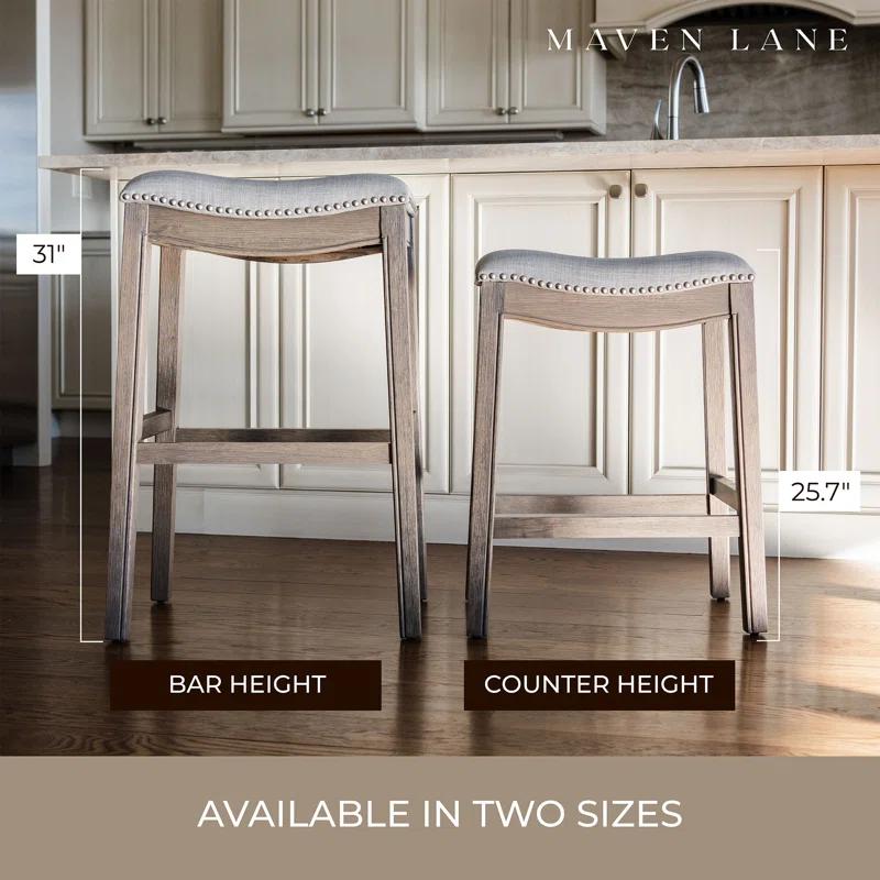 Maven Lane Maven Lane Adrien Backless Saddle Kitchen Stool with Fabric Upholstery