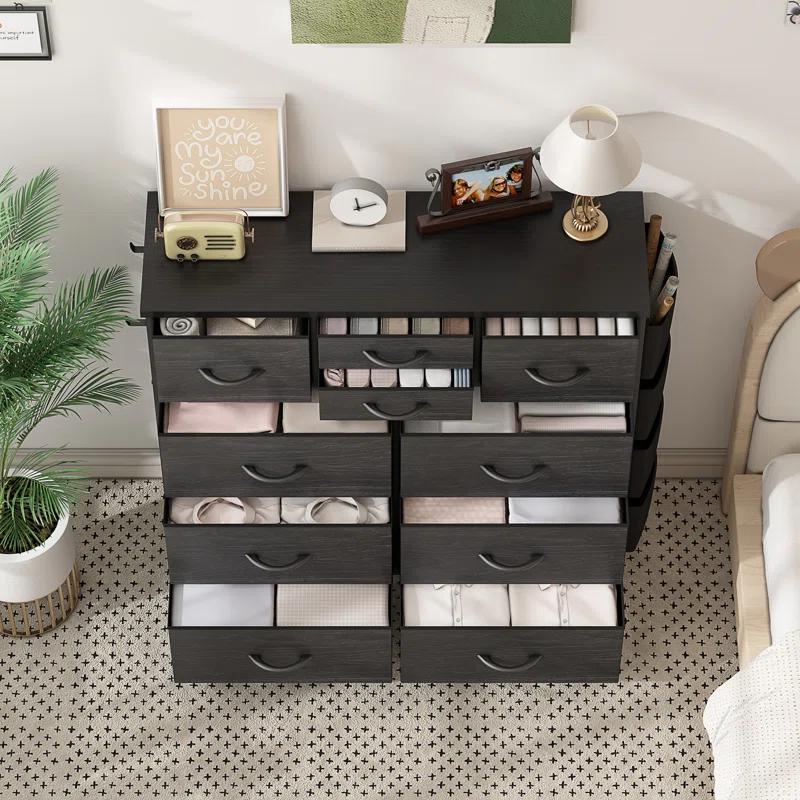 Sienna-Marie 10 - Drawer Dresser, Chest of Drawers for Bedroom with 4 Side Pockets and 2 Hooks