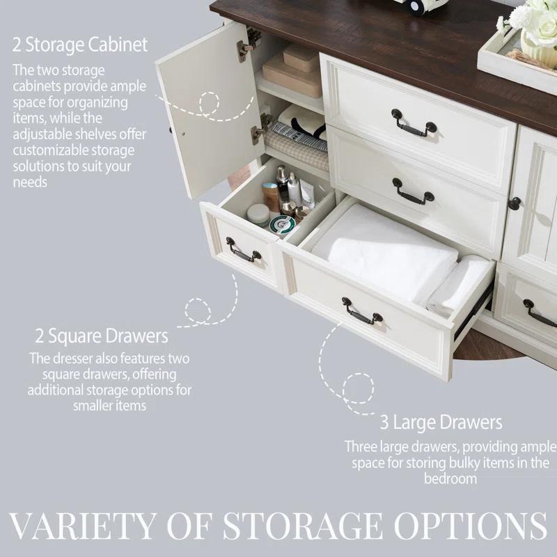 Wildon Home® Caeden 47.5" Wide Farmhouse Dresser for Bedroom, Wood Rustic Storage with 5 Drawer