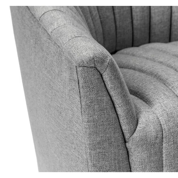 Channel Upholstered Swivel Barrel Chair