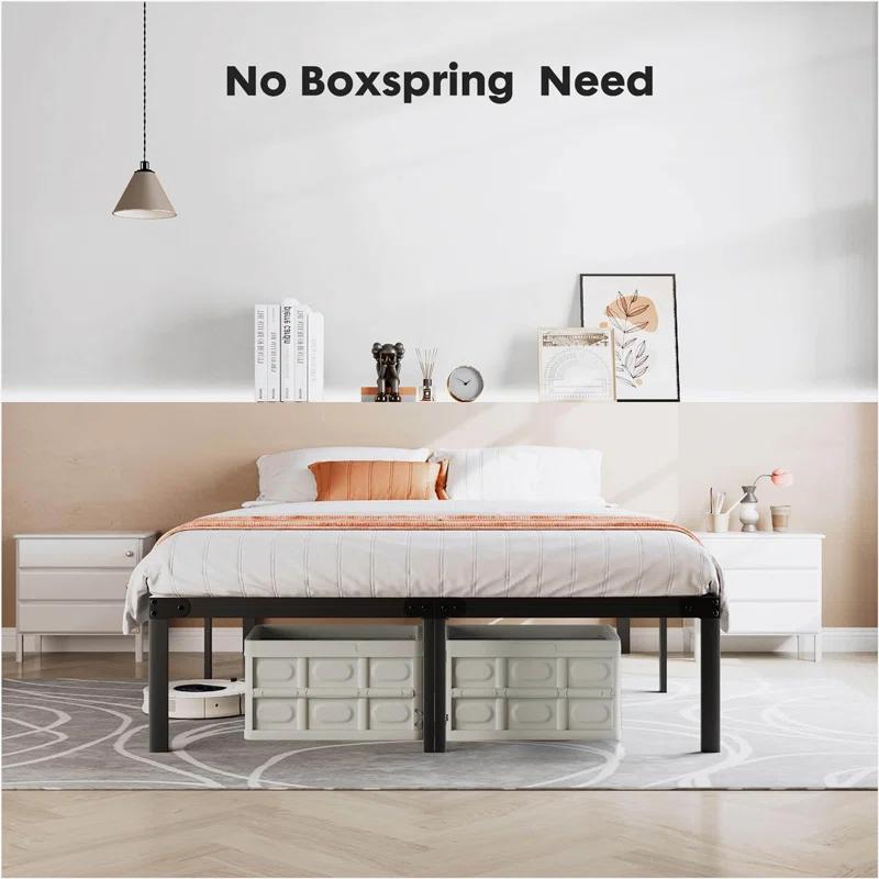 Ebern Designs Heavy Duty Metal Bed Frame with Sturdy Steel Slat Support