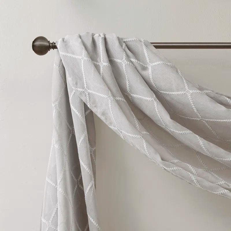 Madison Park Irina Solid Sheer Embroidered Window Scarf