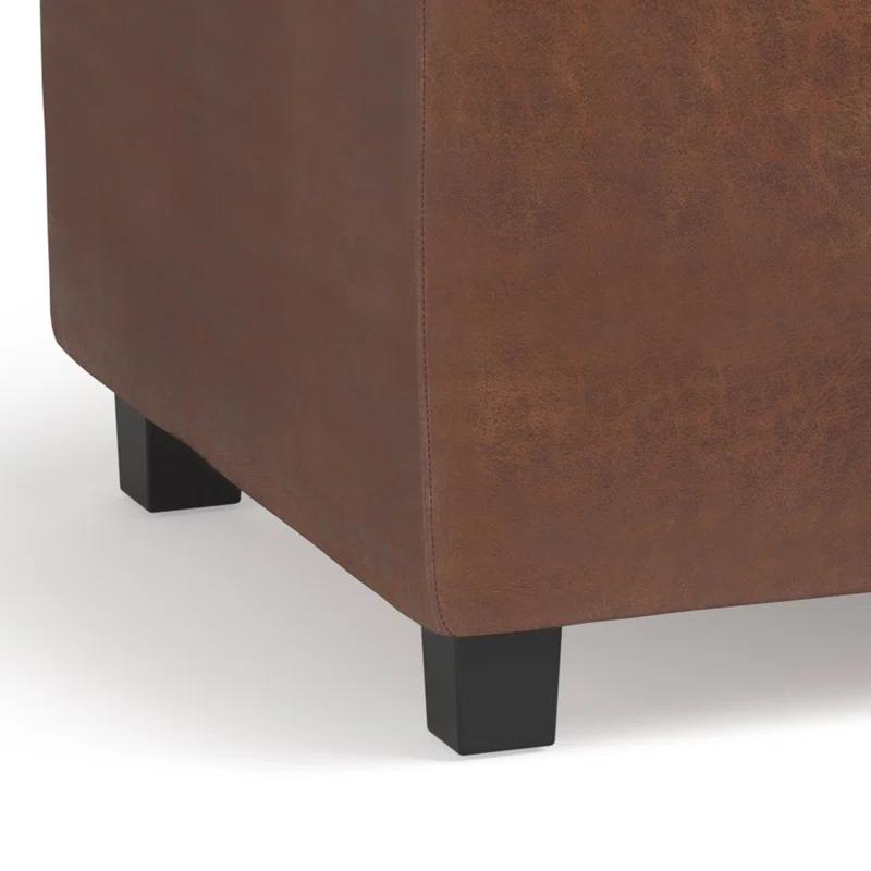 Simpli Home Avalon 42"W Upholstered Storage Ottoman with 3 Flip-Over Serving Trays