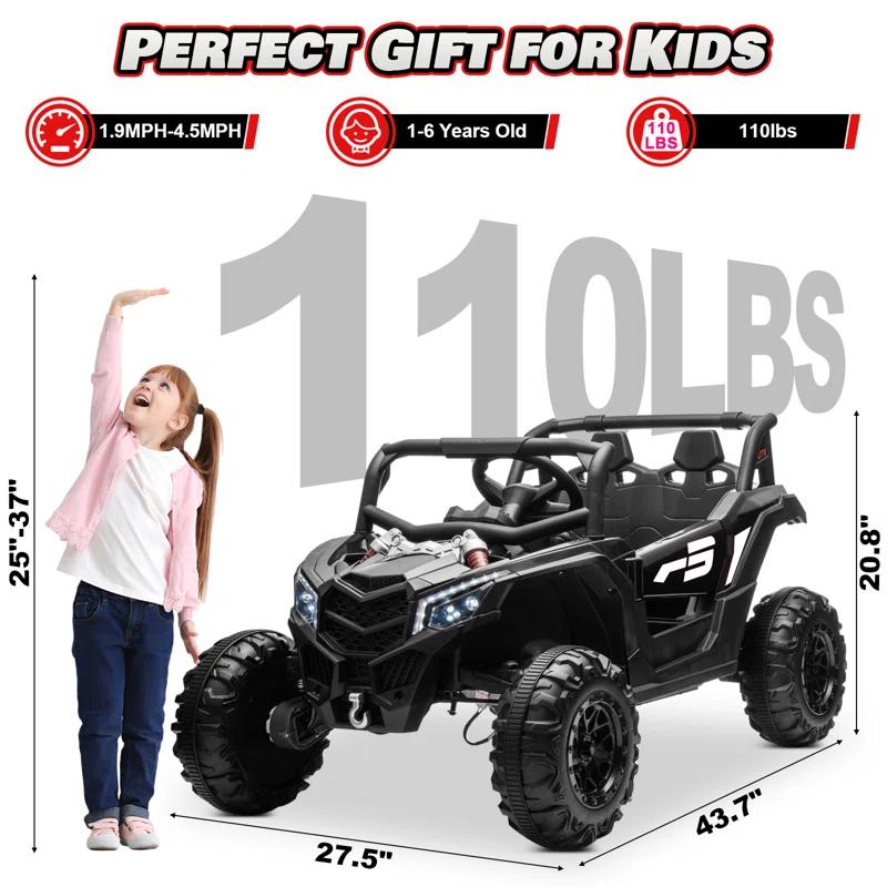 Anrli 24V 4WD Kids Electric UTV w/ Remote Control, Large Seat & 3 Speeds (Ages 3-8)