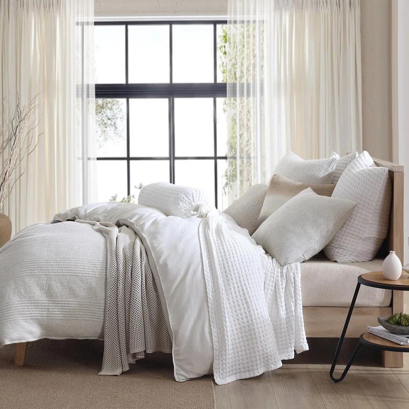 DKNY Pure Ribbed Jersey Queen Comforter Set Heather Gray