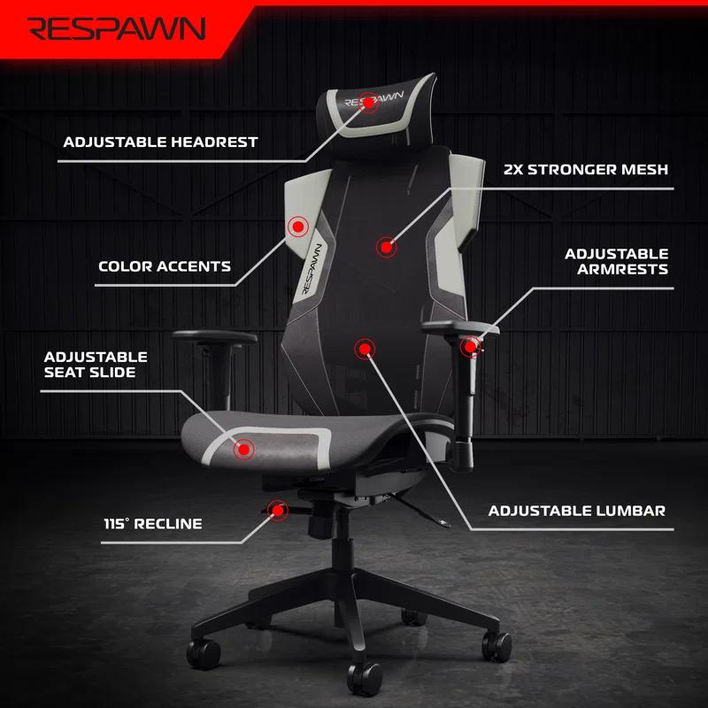 Respawn RESPAWN FLEXX Mesh Gaming Chair With Lumbar Support, Ergonomic Gaming Chair with Recline/Tilt Tension Controls, Adjustable Arms, 300lb Max Weight With Wheels for Computer/Desk/Office