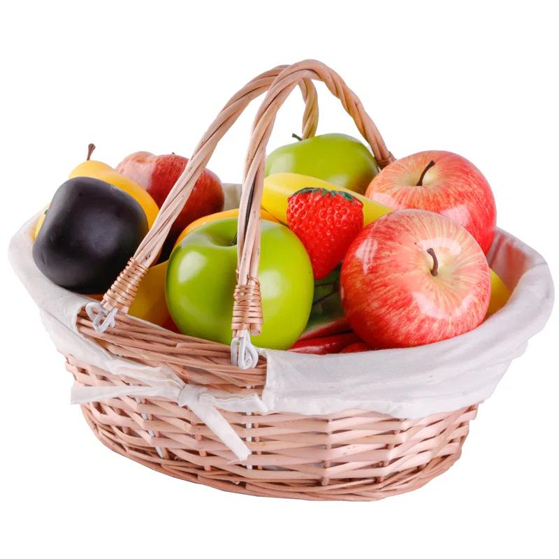 Quickway Imports Wicker Willow Picnic Basket with Double Drop - Down Handles