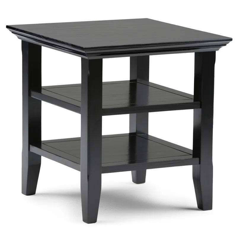 Simpli Home Acadian Solid Wood Transitional Table with Open Shelves