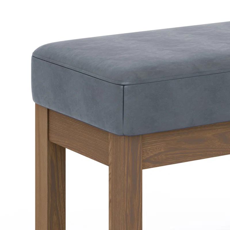 Simpli Home Milltown Ottoman Bench with Upholstered Seat and Solid Wood Frame