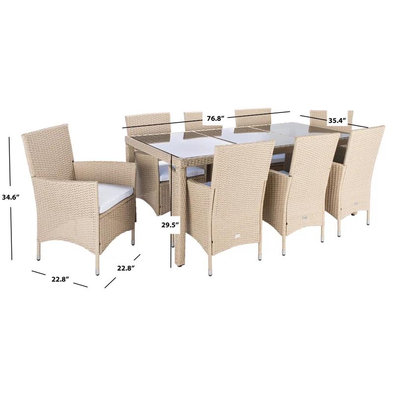 Safavieh Hailee 8 - Person Rectangular Outdoor Dining Set with Cushions