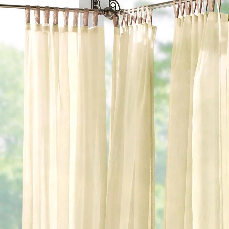 Gracie Oaks Janig Solid Sheer Tab Top Single Indoor/Outdoor Curtain Panel