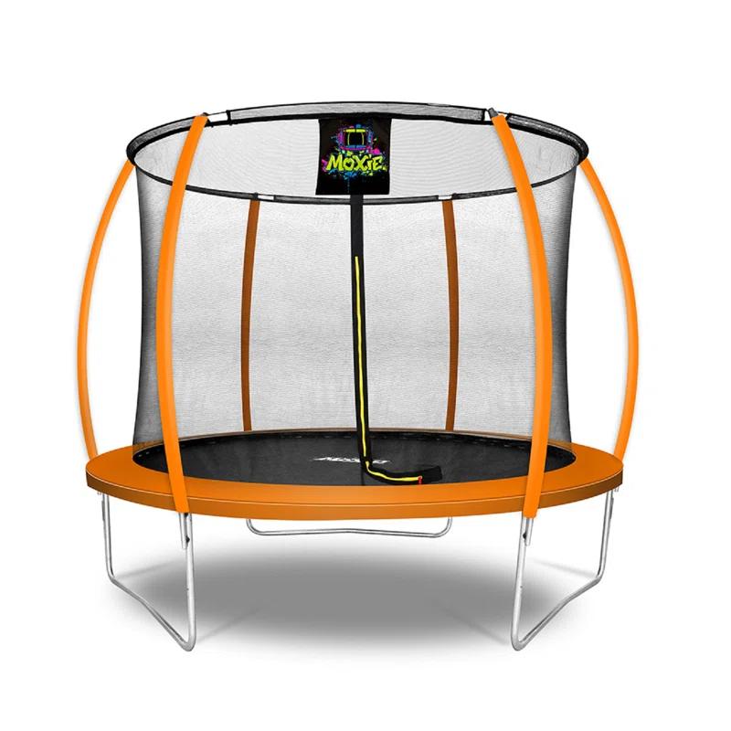 Moxie Machrus Moxie Pumpkin-Shaped Outdoor Trampoline Set with Top-Ring Frame Safety Enclosure, 10 FT