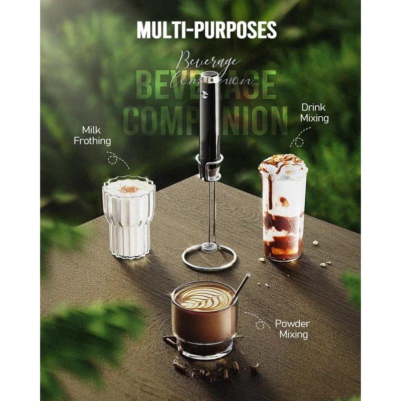 MASTER CRAFT WINDOW AND DOOR Rechargeable Milk Frother With Stand, Handheld Electric Foam Maker Waterproof Detachable Stainless Steel Whisk Drink Mixer Foamer For Lattes, Cappuccino
