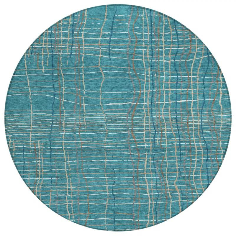 Machine Washable Indoor/Outdoor Chayden ACN998 Teal Rug