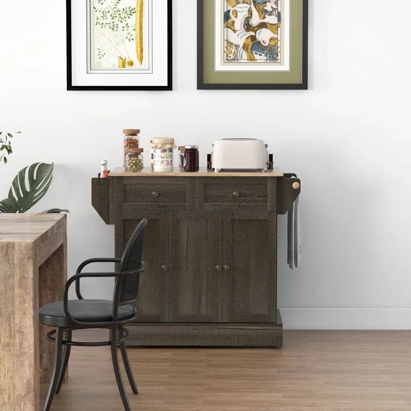 Latitude Run® Triple-Cabinet Kitchen Island On Wheels, Kitchen Storage Cabinet