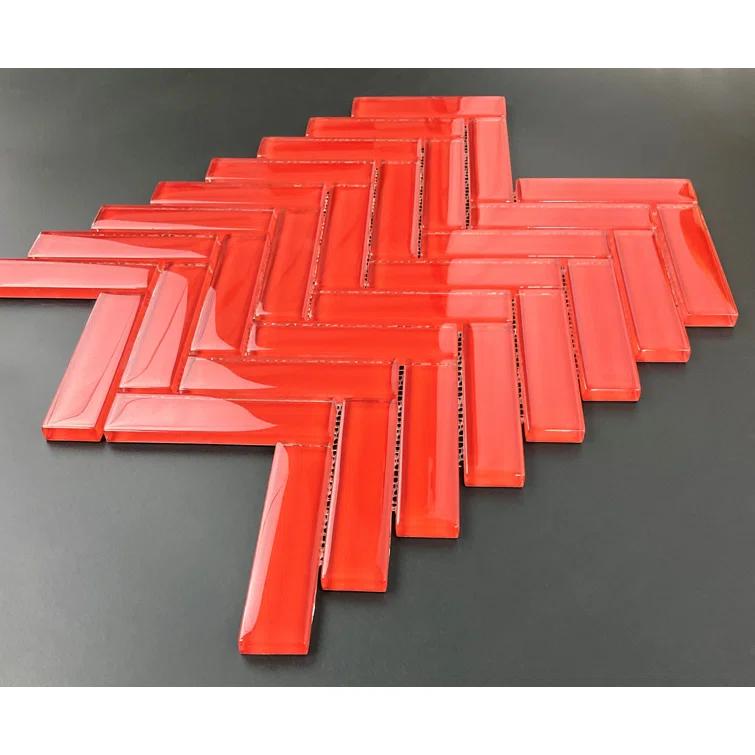 ES Stone 1" x 4" Glass Herringbone / Chevron Mosaic Tile (Set of 10)