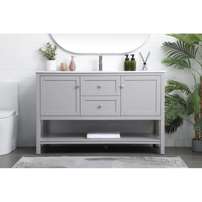 Hokku Designs Heath 54’’ Bathroom Vanity With Engineered Marble