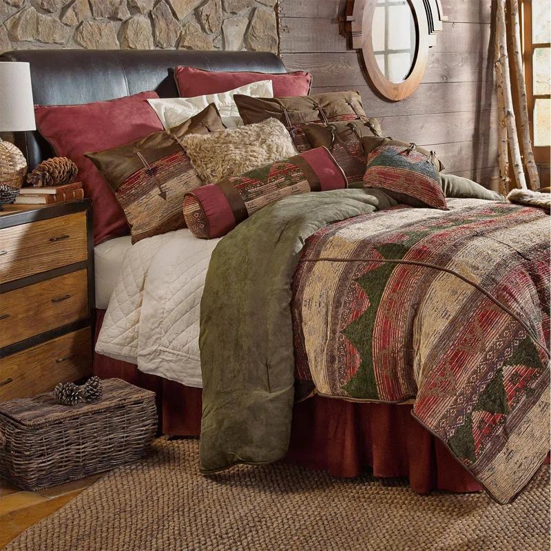 Paseo Road by HiEnd Accents Sierra Brown/Red/Tan Aztec Print Western Rustic Comforter Set