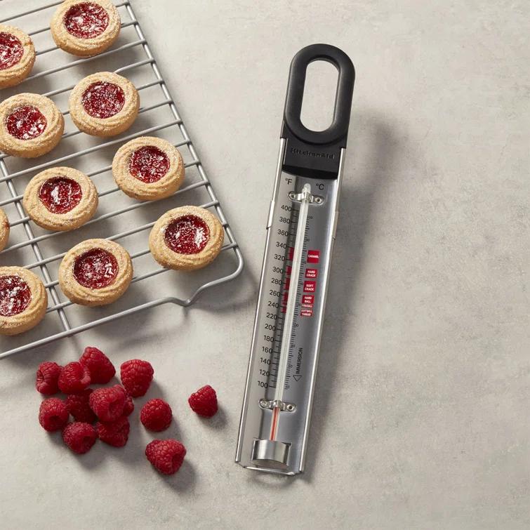 KitchenAid® KitchenAid Curved Stainless Steel Paddle Style Candy and Deep Fry Thermometer with Pan Clip Black