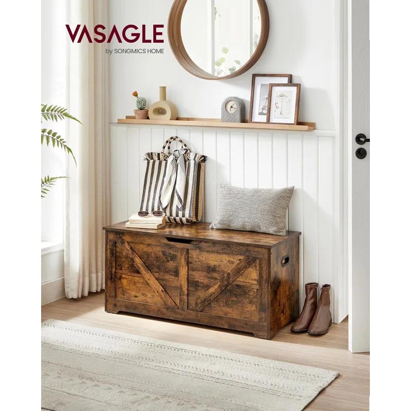 Rosdorf Park Storage Chest, Storage Trunk with 2 Safety Hinges, Storage Bench, Shoe Bench, 15.7 x 39.4 x 18.1 Inches, Rustic Brown