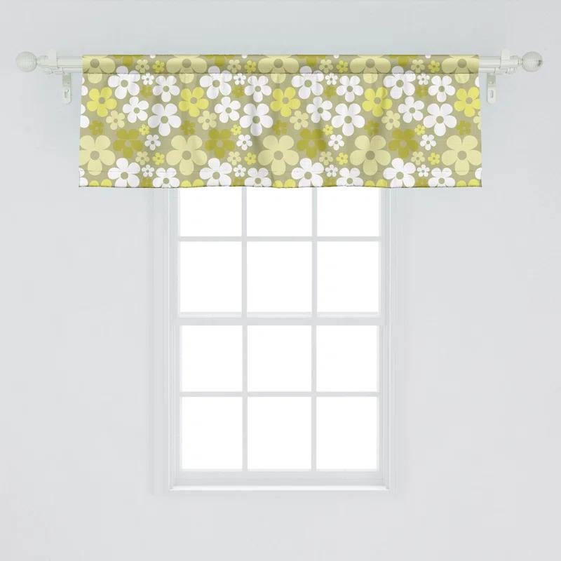 Ambesonne Ambesonne Grey Yellow Valance Pack of 2 Basic Abstract Flowers Pastel Yellow Khaki