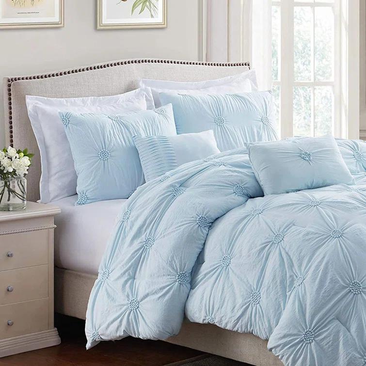 Swift Home Supreme Microfiber Floral Pintuck Microfiber 3-Piece Comforter Set