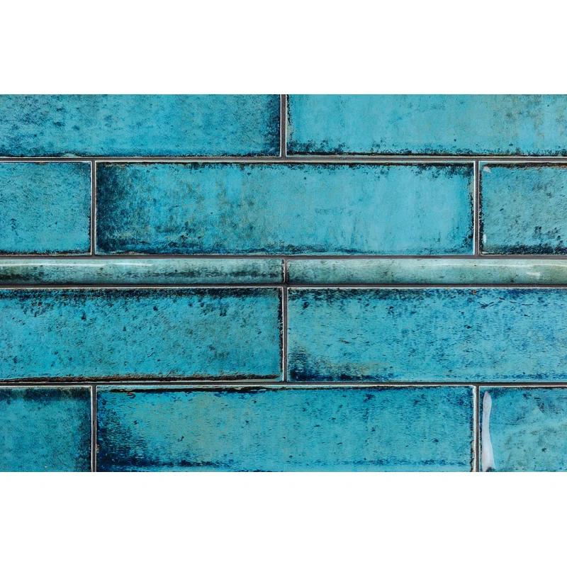 Chateau 12" x 0.75" Ceramic Pencil Liner Tile Trim in Blue