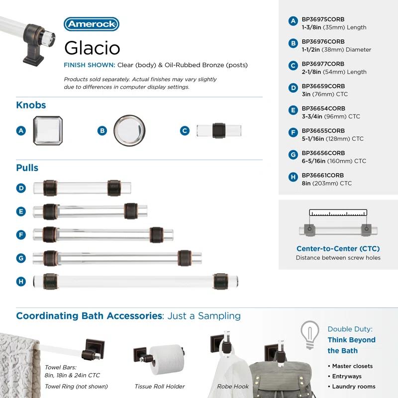 Amerock Glacio 2-1/8 inch (54mm) Length