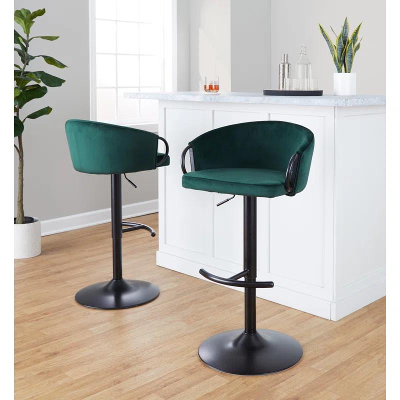 LumiSource Swivel Upholstered Adjustable Height Counter Stool with Metal Frame