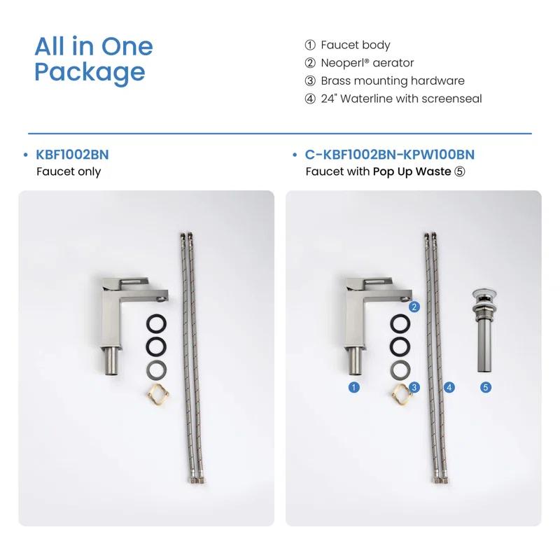 KIBI KBF1002BN Cube Single-Hole Single-handle Bathroom Faucet