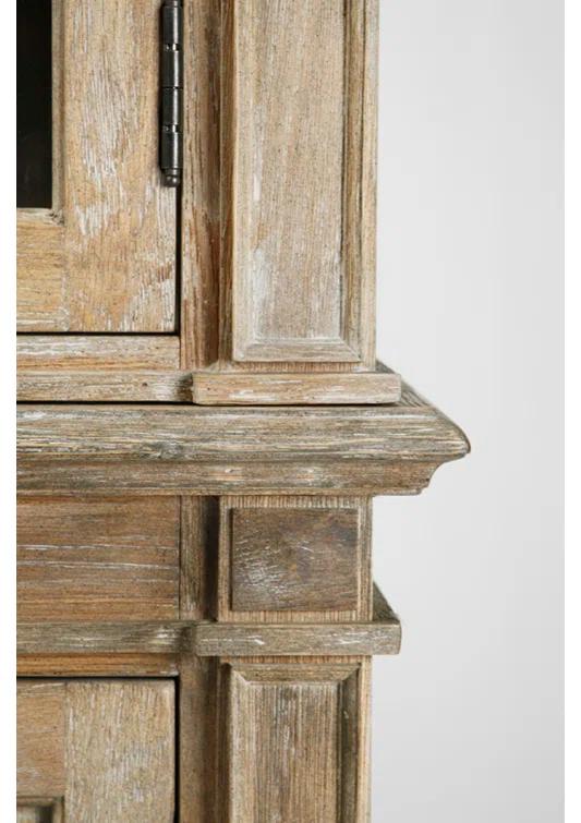 Grey Oak China Cabinet with Glass Doors