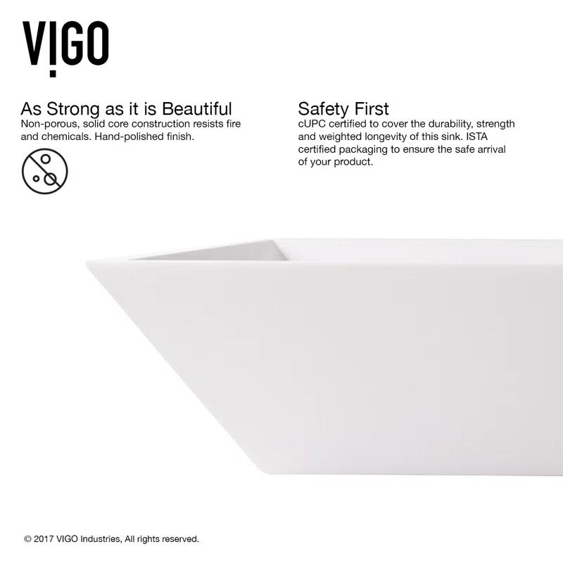 Vinca 18" L x 14" W x 5" H Matte White Handmade Rectangular Vessel Bathroom Sink