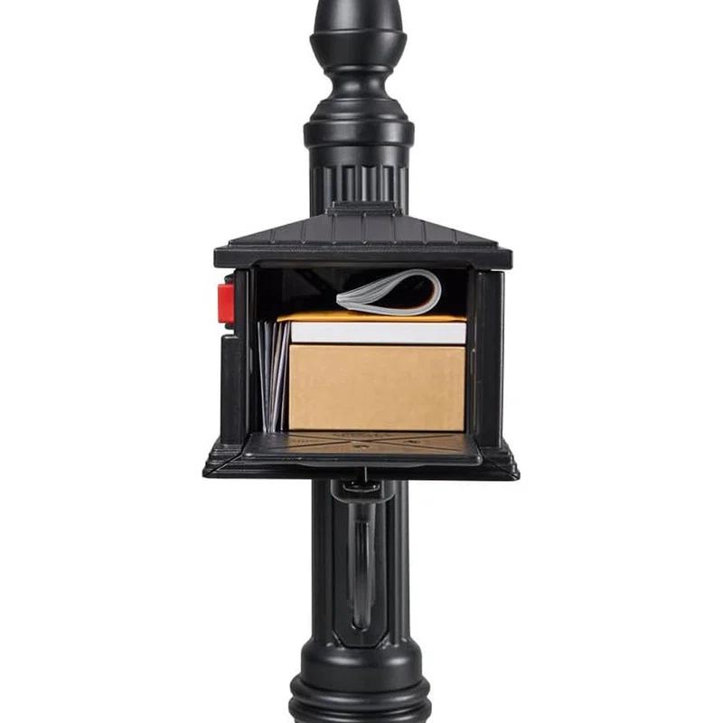 Architectural Mailboxes Stratford All-in-One, Medium, Plastic, Mailbox & Post Combo, Black