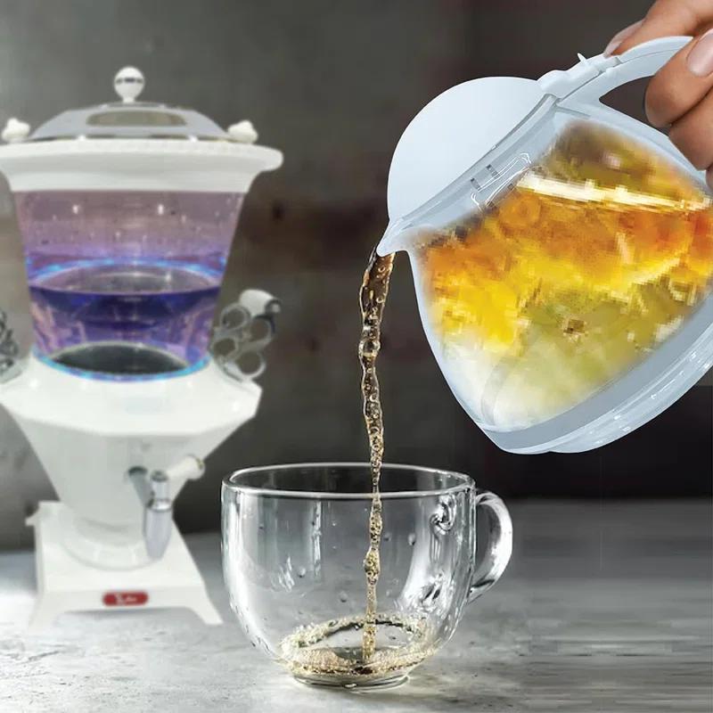 Ttak Houseware Ttak Houseware Electric Glass Samovar - Tea Maker Water Auto Shut Off Kettle Modern Design Overheat Boil-Dry Protection LED Temperature Glass Teapot