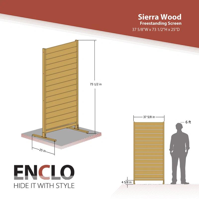 Enclo 6.1ft H x 3.1ft W (1 Panel) Freestanding or Surface Mounted Enclo Sierra Privacy Screen, Wood Fence Screen, Outdoor or Indoor Decorative Privacy Panel, Great for Balcony, Patio, Deck, EC18031