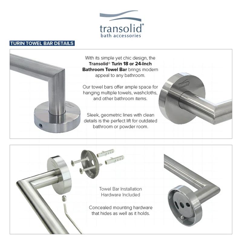 Transolid TTB18-BS Turin 17.75'' 1 Wall Towel Bar