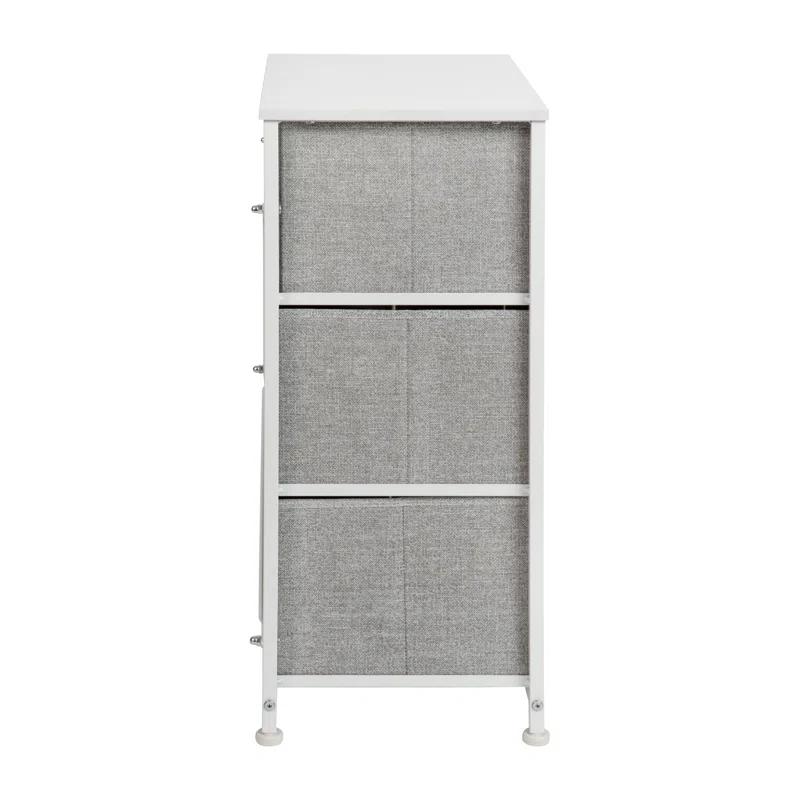 Flash Furniture Malone 3 Drawer Vertical Storage Dresser with Wood Top & Fabric Pull Drawers