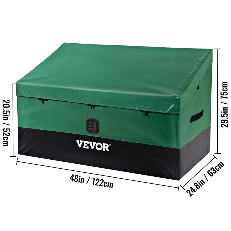 VEVOR VEVOR 48'' W 100 Gallons Water Resistant Polyethylene Plastic Deck Box in Green/Black