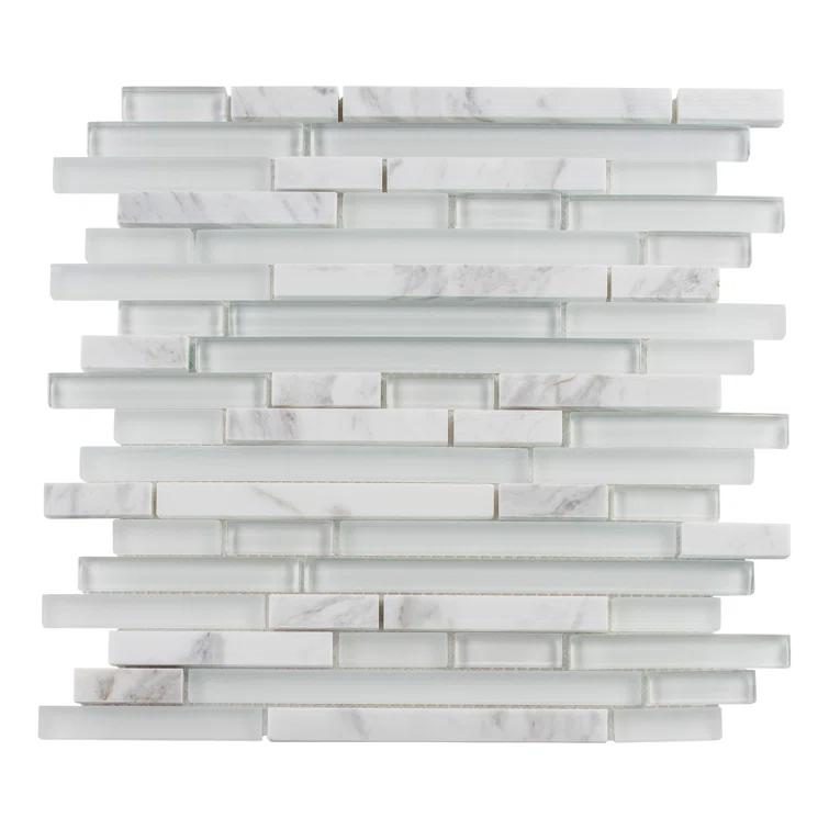Andova Bravio Glass and Natural Stone Linear Mosaic Kitchen Backsplash, Bathroom, Shower, Pool, Wall and Floor Tile
