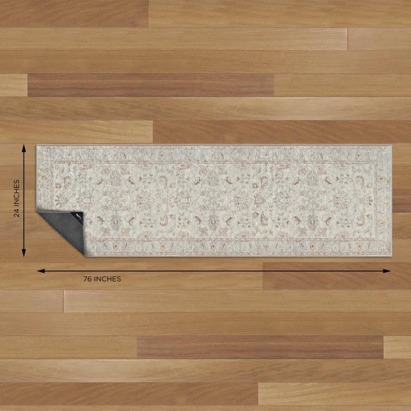 GelPro NeverMove Machine Washable Traditional Jordan Oatmeal Area Rug