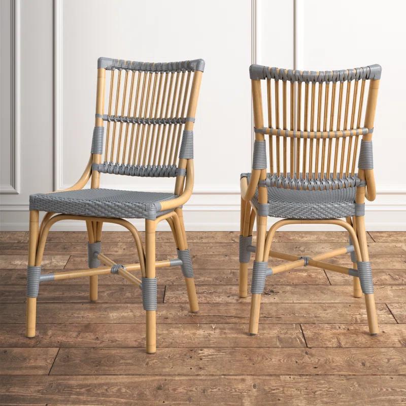 Kelly Clarkson Home Kaylee Slat Back Side Chair in Brown/Gray (Set of 2)