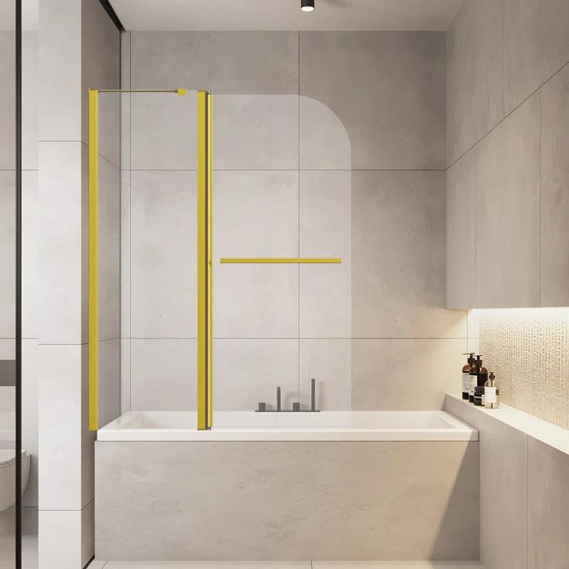 43 In. W * 58 In. H Frameless Folding Shower Doors For Bathtub, 1/4" (6Mm) Thick SGCC Tempered Glass Door, Bathroom Pivot Tub Glass Door