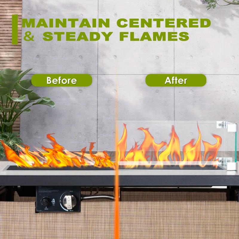 NUU GARDEN Glass Wind Guard For Fire Pit Table, Tempered Glass Heat Resistance