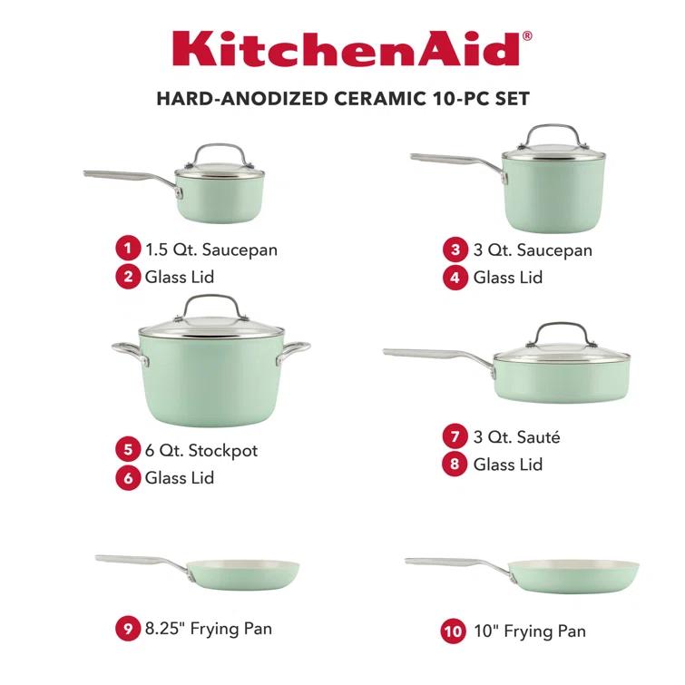 KitchenAid ® Pistachio Hard-Anodized Ceramic Non-Stick 10-Piece Cookware Set