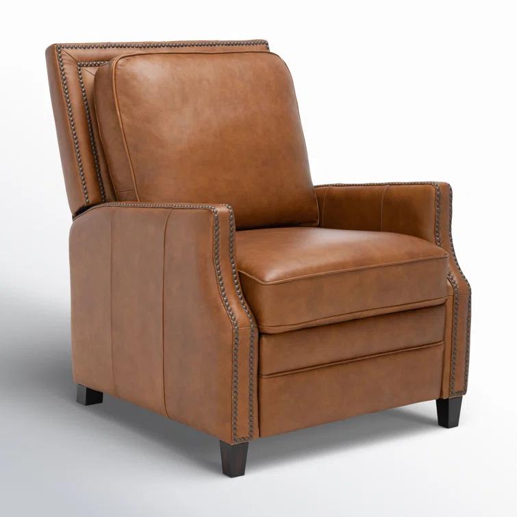 Safavieh  Couture Buddy Leather Nailhead Trim Recliner Dark Grey 30" W x 30" L x 37.5" H